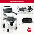 thumbnail image 3 of Costway 4-in-1 Bedside Commode Chair with Brakes, Bucket Footrest Padded Seat & Backrest, 3 of 10