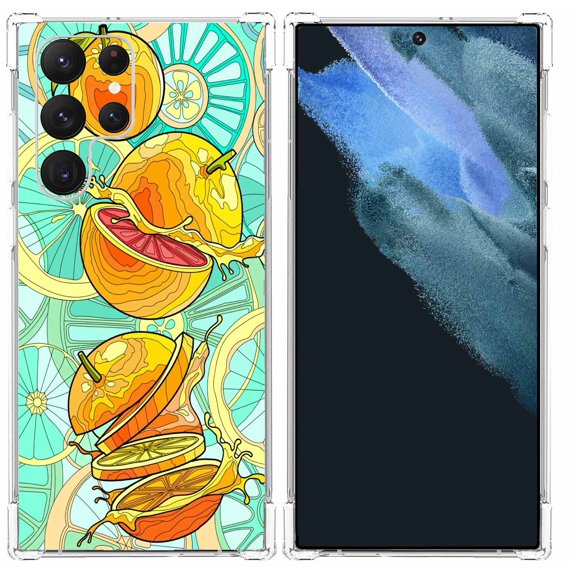Lemon Drawing Case for Samsung Galaxy S22 Ultra ,Aesthetic Art Design Pattern TPU Shock Proof Cover Case
