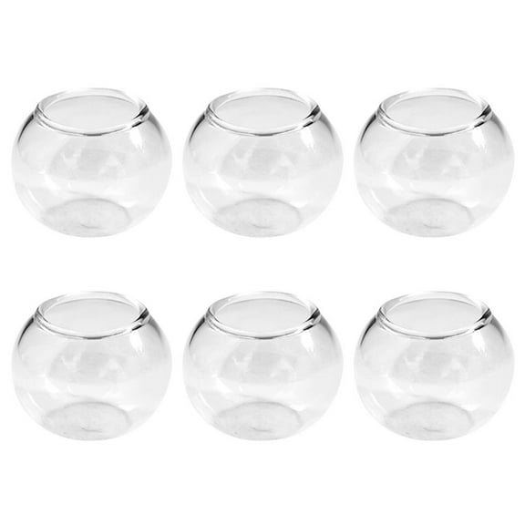 DEEPCRAFF Miniature Fish Bowls Glass 6Pcs 0.9In Round Decorative