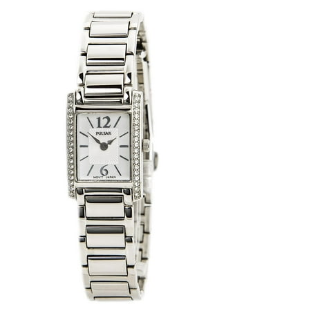 PEGC51 Ladies Stainless Steel Dress Watch w Round Cut Crystals