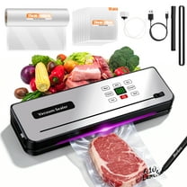 Food Vacuum Sealer Machine with Food Vacuum Sealer Bags, Automatic Food Sealer with Dry & Moist Food Modes, UV Lights, Charging and Plug-in,Compact Design for Food Storage