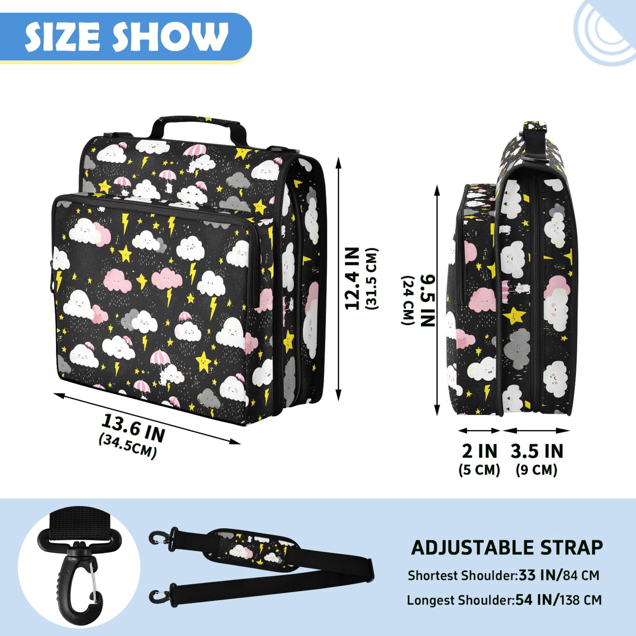 ALAZA Zipper Binder Cute Stars Cloud Pattern 2 inch 3 Ring 500 Sheet Capacity Trapper Keeper File Folder Organizer Bag