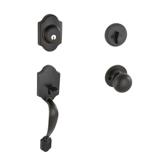 Billaby Aged Bronze Single Cylinder Deadbolt With Jeffir Knob Door Handleset