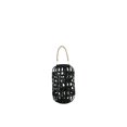 thumbnail image 1 of Benjara BM208244 Medium Wooden Lantern with Octagonal Cut Out & Rope Hanger - Black, 1 of 1