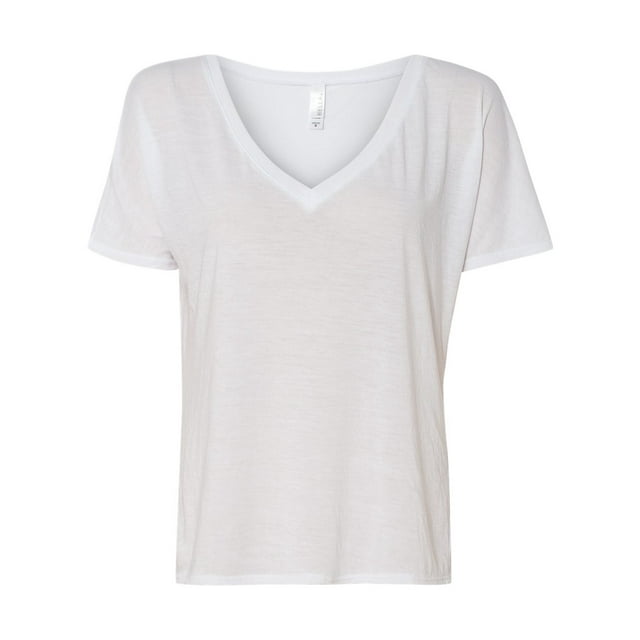 BELLA 8815 BELLA+CANVAS T-Shirt Basique Fluide à Col en V pour Femmes 8815, L, Blanc
