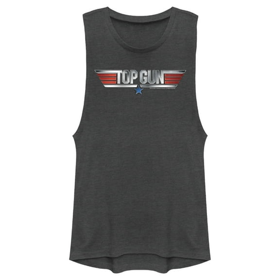 Junior's Top Gun Shiny 3D Logo Festival Muscle Graphic T-Shirt