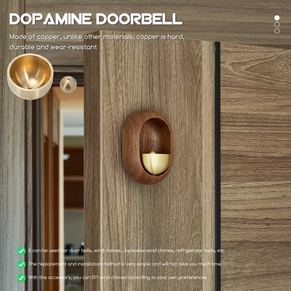 Nicehomfit Copper Doorbell Bell Accessory, Simple Minimalist Style, Heavy Duty Golden Copper for Front Entry