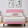 thumbnail image 3 of VECELO Queen Size Upholstered Beds, Modern Platform Bed Frame with Adjustable Headboard, Wooden Slats Support/No Box Spring Needed, Pink, 3 of 12