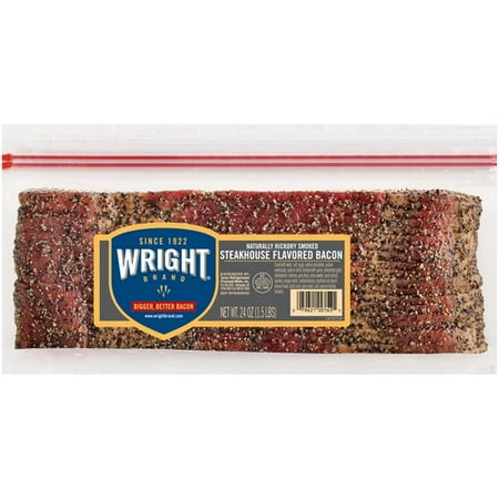 Wright Naturally Hickory Smoked Steakhouse Flavored Bacon, 24 oz