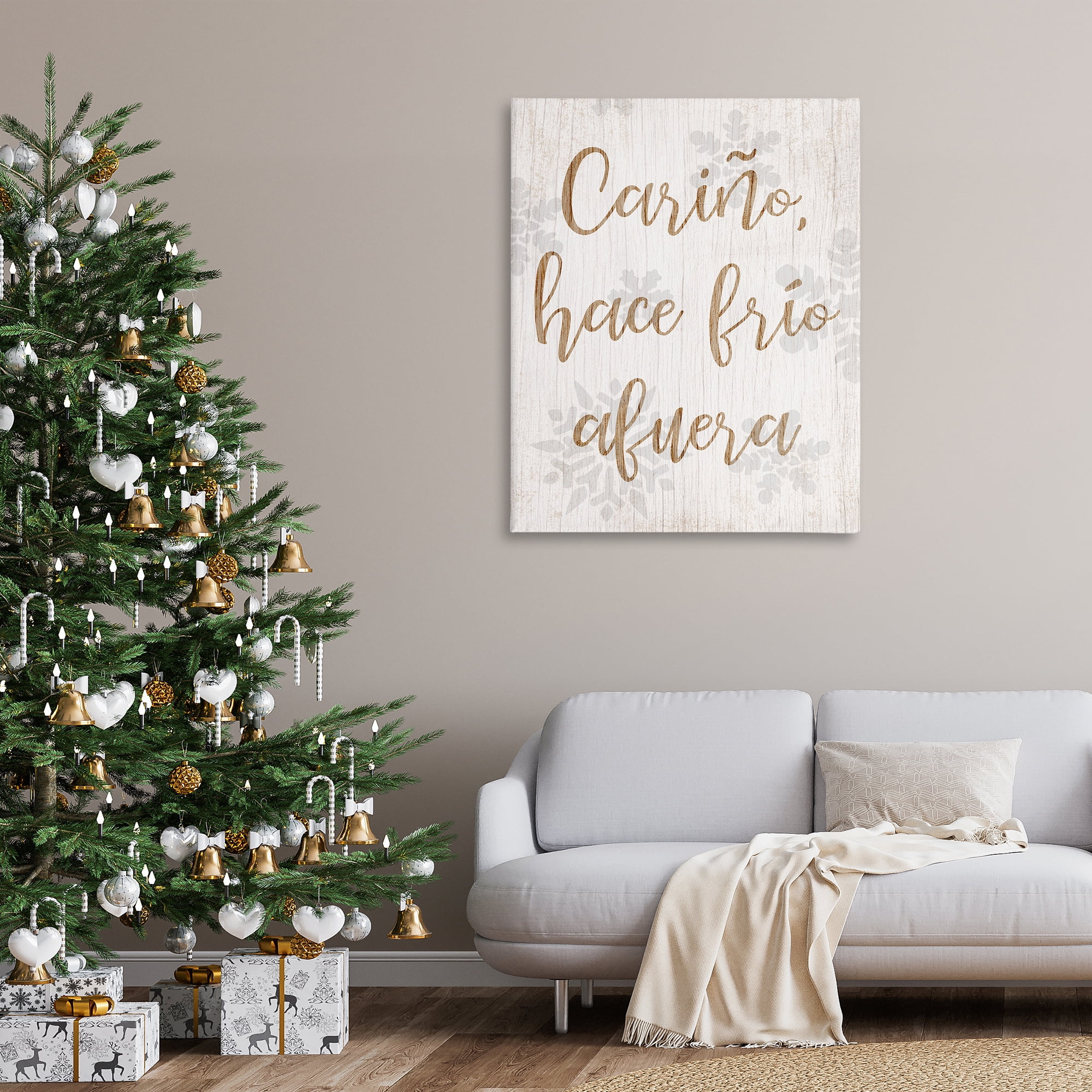 Stupell Industries Cariño Hace Frio Afuera Holiday Painting Wrapped Canvas Art Print Wall Art, 36 x 48