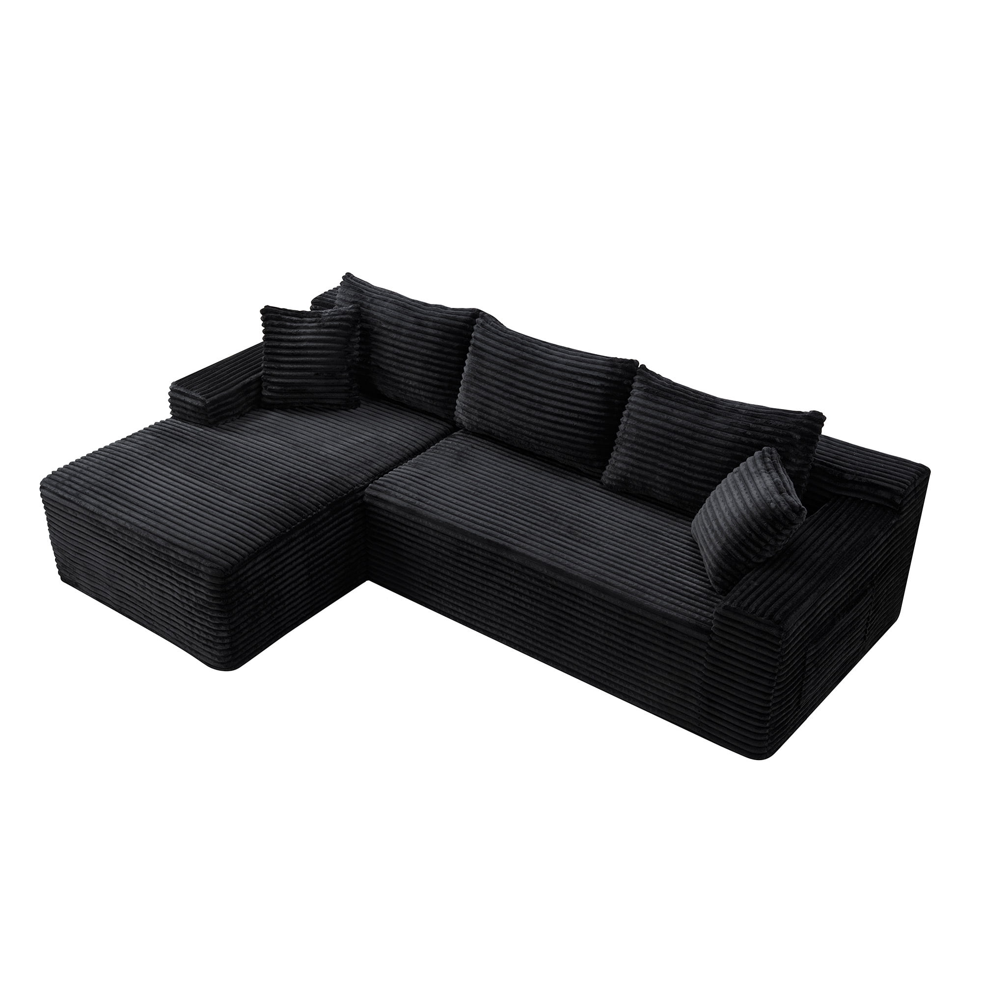 Leumius 106.3" Cloud Modular Sectional Sofa Couch with L-Shape Chaise,Modern Minimalist Upholstered Couches for Living Room Bedroom No Assembly Required Black-L