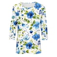 thumbnail image 5 of Nrmvnmi Womens 3/4 Length Sleeve Cotton Tops Casual Floral Print Round Neck Summer/Fall Tops Loose Fit Elastic and Lightweight Blouse For Women, 5 of 5