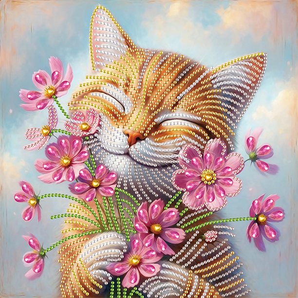 Kit Con Forma Especial Parcial DIY 5D Lindo Gatito 30x30cm