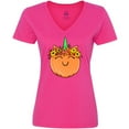 thumbnail image 3 of Inktastic Pumpkin Unicorn for Halloween and Thanksgiving Women's V-Neck T-Shirt, 3 of 5