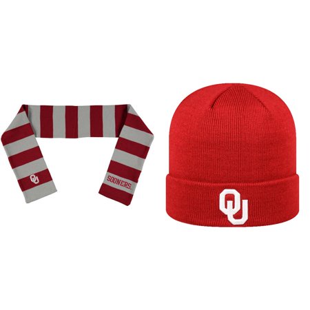 - NCAA Oklahoma Sooners Striped Rugby Scarf And TOW Beanie Hat 2 Pack Bundle