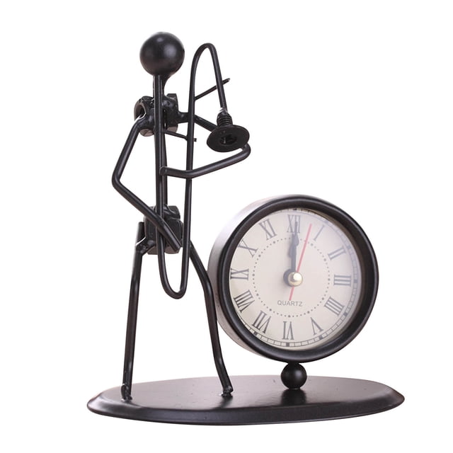 Deals Qaailabf Horloge en Fer Forgé Instrument de Musique Horloge Personnalité en Fer Forgé