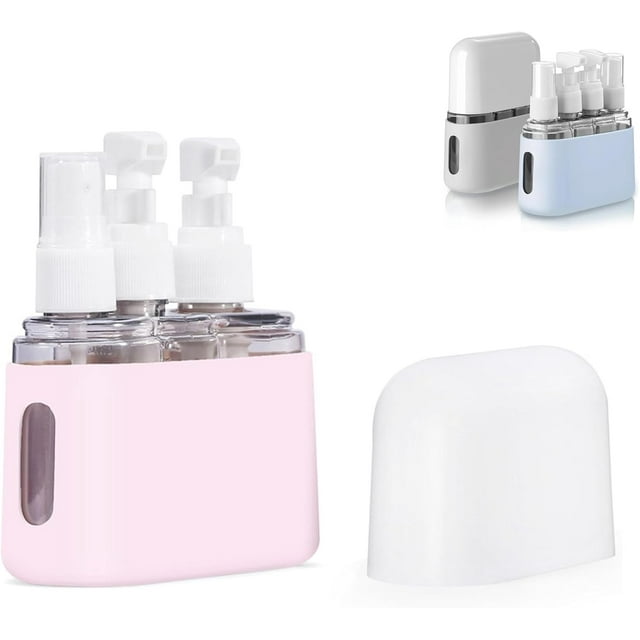 Mini Shampoo Dispenser Portable Travel Bottle Set, Mini Dispenser Portable Travel Set, Leak Proof Pump Bottles Containers Travel Size, Reusable Travel Bottles for Toiletries (Pink, 3 in 1)
