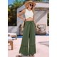 thumbnail image 5 of Pantalones Palazzo de Cintura Alta y Pierna para Mujer, Estilo , con Encaje, Holgados, Color Verde , Talla M, 5 of 6