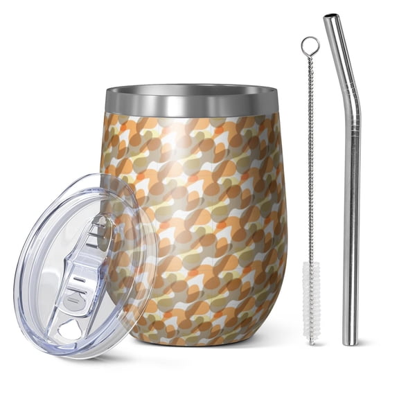 Leopard Print 12oz Stainless Steel Insulated Wine Tumbler with Lid and Straw – Double Wall Vacuum Mug for Hot & Cold Drinks, 304 Steel Interior, Sweat-Free Design