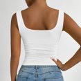 thumbnail image 5 of longantii Square Neck Tank Top for Women - Summer Basic Going Out Tops Tight Crop Ruched Fashion Clothing 2026 White S, 5 of 7