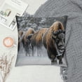 thumbnail image 2 of Orinice Bison Snow Wildlife Graphic Decorative Cushion Throw Pillow Cover for Home Couch Living Room Sofa, Winter Pillow Case 1PC 12x12in, 2 of 5