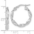 thumbnail image 3 of Finest Gold 14K White Gold Polished & Textured Twisted Hoop Earrings, 3 of 3