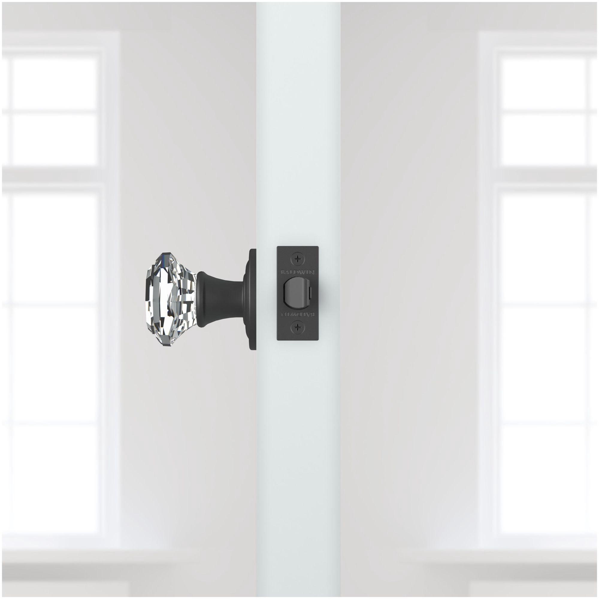 Baldwin Reserve HDCRYTRR260 Half Dummy Crystal Knob and Traditional Round Rose Bright Chrome Finish