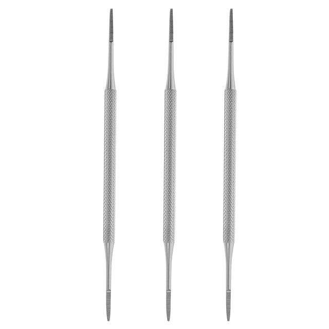3 piezas de pedicura de doble punta, lima negra, borde satinado, levantador de uñas encarnado, onicomicosis, paroniquia, instrumento de limpieza de uñas (plata)