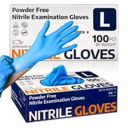 Supmedic Nitrile Exam Gloves, 3.5 mil Blue Disposable Medical Glove Powder-Free Latex-Free Food Safe, 100 Pcs (Large)