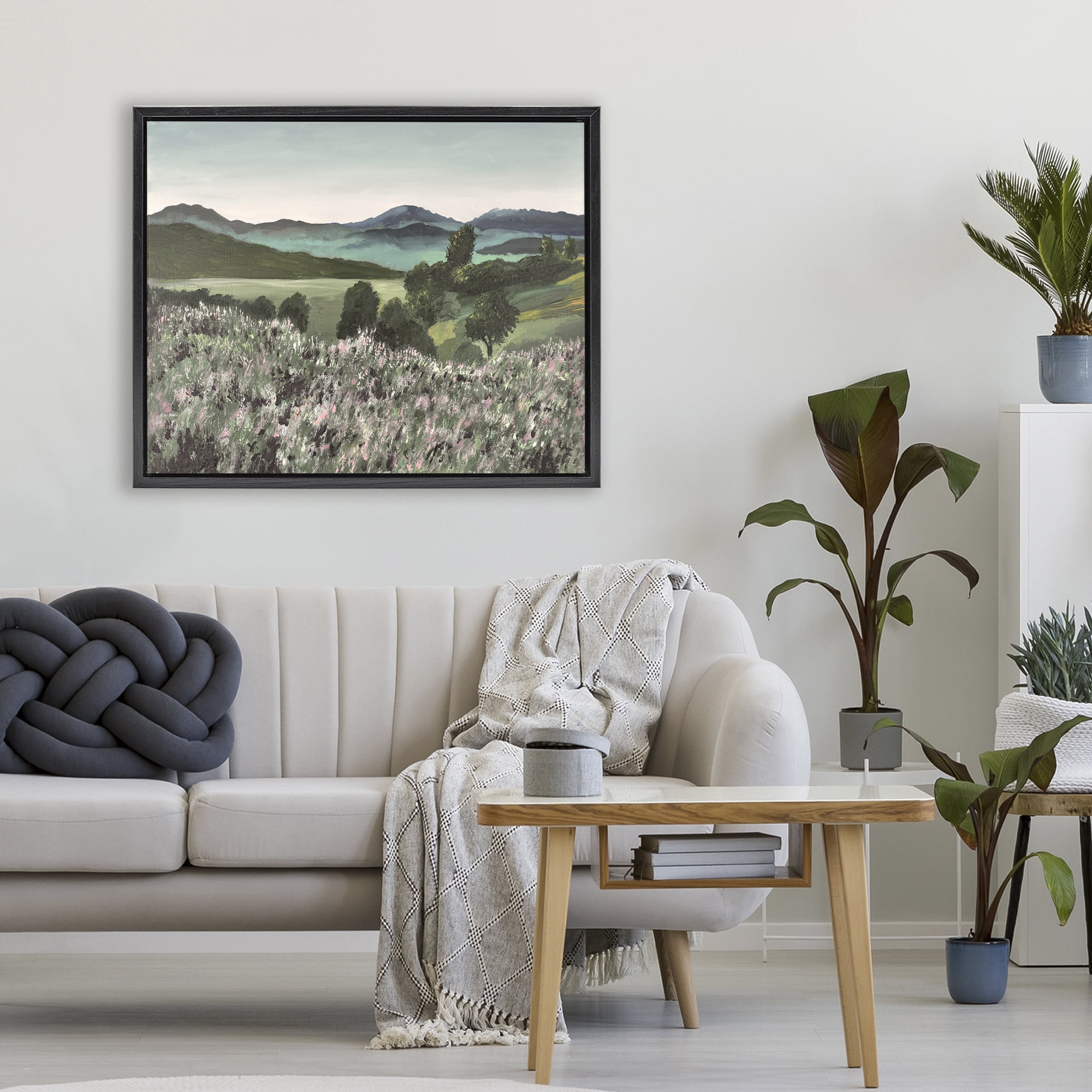 Stupell Industries Windblown Meadow Blooms Black Framed Floater Canvas Wall Art, design by Lee Ann Zirbes