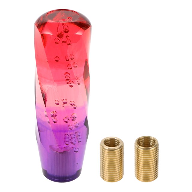 Unique Bargains Pomo de Cambio de Cristal con Patrón Torcido para Vehículos Automáticos y Manuales con 2 Adaptadores Rojo Púrpura 1 Set