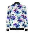 thumbnail image 5 of Ftwytp Jackets for Women Casual Long Sleeve Lightweight Bomber Jacket Classic Vintage Coat Full Zip Up Ribbed Collar Outwear Boho Floral Print Jackets, 5 of 5