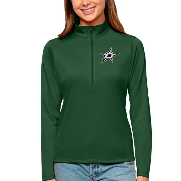 Women's Antigua Forest Green Dallas Stars Tribute Quarter-Zip Pullover Top
