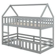 thumbnail image 6 of Aukfa Twin-over-Twin Bunk Bed with Fence and Door, Solid Wood House Bunk Bed for Kids Toddy - Gray, 6 of 9