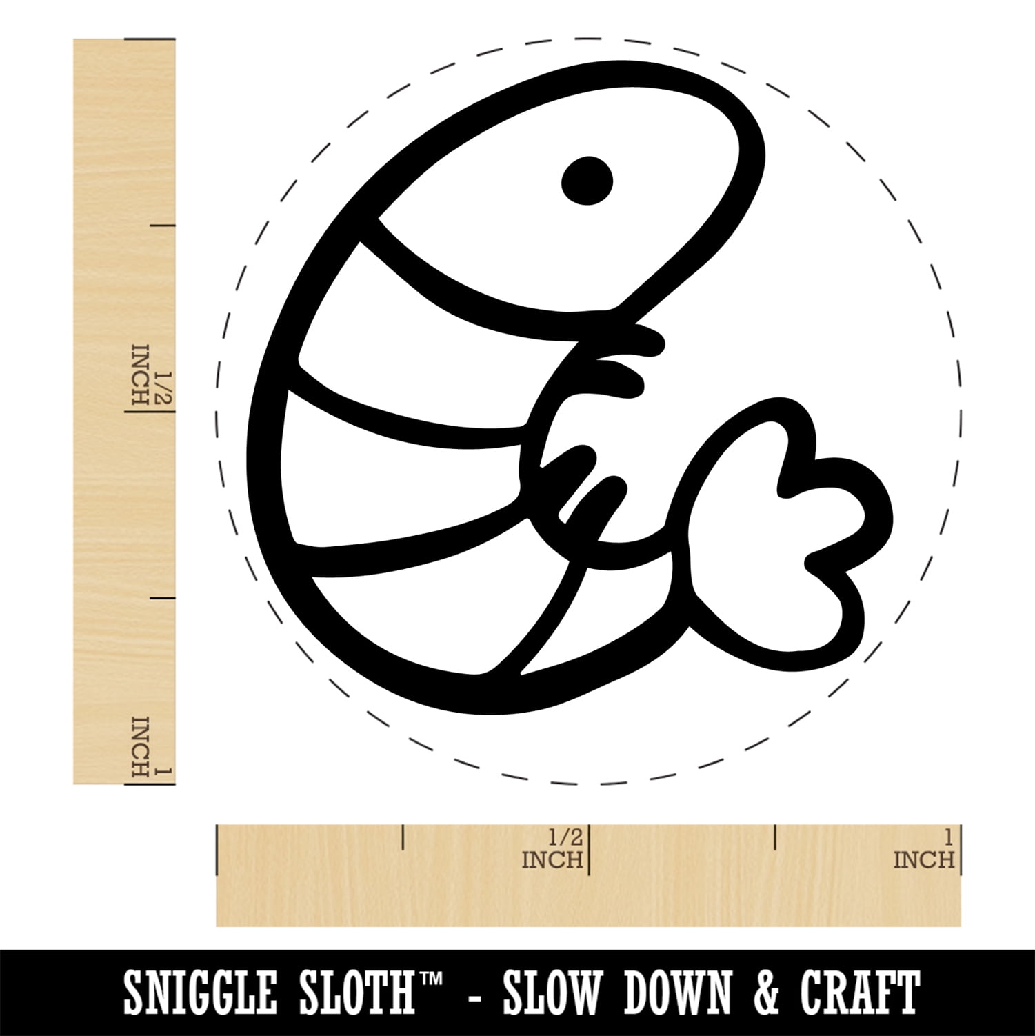 Sea Shrimp Self-Inking Rubber Stamp Ink Stamper - Pink Ink - Medium 1 Inch