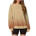 thumbnail image 3 of Eryao Women's Gradient Print Oversized Sweatshirt Trendy Fake V Neck Long Sleeve Sweatshirts 2024 Fall Winter Plus Size Crew Neck Pullover Tops People Free Deals,Khaki,XL, 3 of 7
