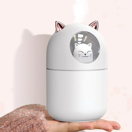 

300ML Ultrasonic Cool Mist Maker Portable Mini Cute Cat USB Air Humidifier with Colorful Lamp for Home or Office - Lightweight and Compact Diffuser Humidificador Difusor