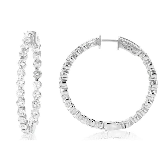 Vir Jewels 4 CTTW Diamond Inside Out Hoop Earrings in 14K White Gold Female Adult