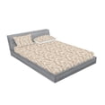 thumbnail image 2 of Ambesonne Leaves Fitted Sheet & Pillow Sham Set, Pale Brown Aloha Leaf Botany, King, Pale Brown White, 2 of 2
