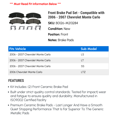thumbnail image 2 of Front Brake Pad Set - Compatible with 2006 - 2007 Chevy Monte Carlo, 2 of 2
