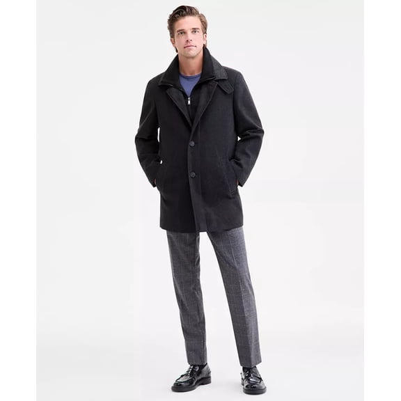 Calvin Klein Mens Classic-Fit Coleman Overcoat Coat 38 R Charcoal Grey