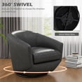thumbnail image 2 of DREAMSIDEA Faux Leather Swivel Barrel Chair 360° Swivel Club Chair,Swivel Accent Sofa Chair for Living Room, Bedroom, Office,Black, 2 of 7