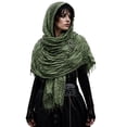 thumbnail image 2 of Green Medieval Renaissance Shawl Scarf Cape Halloween Shawl Cotton And Linen Wrap Wasteland Hooded Shawl Cowl Scarf Renaissance Shaman Costume One Size, 2 of 9