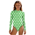 thumbnail image 1 of Swimsuit for Girls, Long Sleeve One Piece Rashguard, Solid Color Beach Vacation Swimsuit for Kids 2-13 Years, 1 of 7