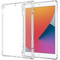 for New iPad 10.2 7th/8th/9th Generation 2021/2020/2019 with Pencil Holder, Shockproof Thin Slim Transparent Flexible TPU Gel Silicon Back Cover Protective Shell Fit iPad 10.2 Inch