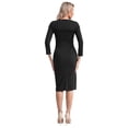 thumbnail image 4 of Zaldita Plus Size Bodycon Dress for Women Long Sleeve Pencil Peplum Cocktail Midi Dresses Black XL, 4 of 7