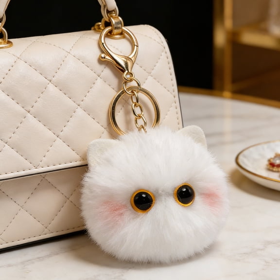 SmartBy Plush Cat Keychain Furry Ball Doll Bag Pendant Keys Backpack Wallet Accessories Car Interior Decoration