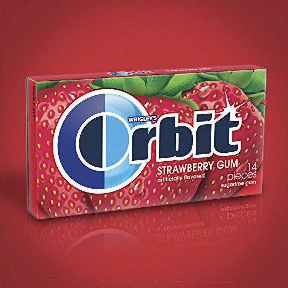 ORBIT Strawberry Sugar Free Chewing Gum, 14 pieces, (12 Pack)