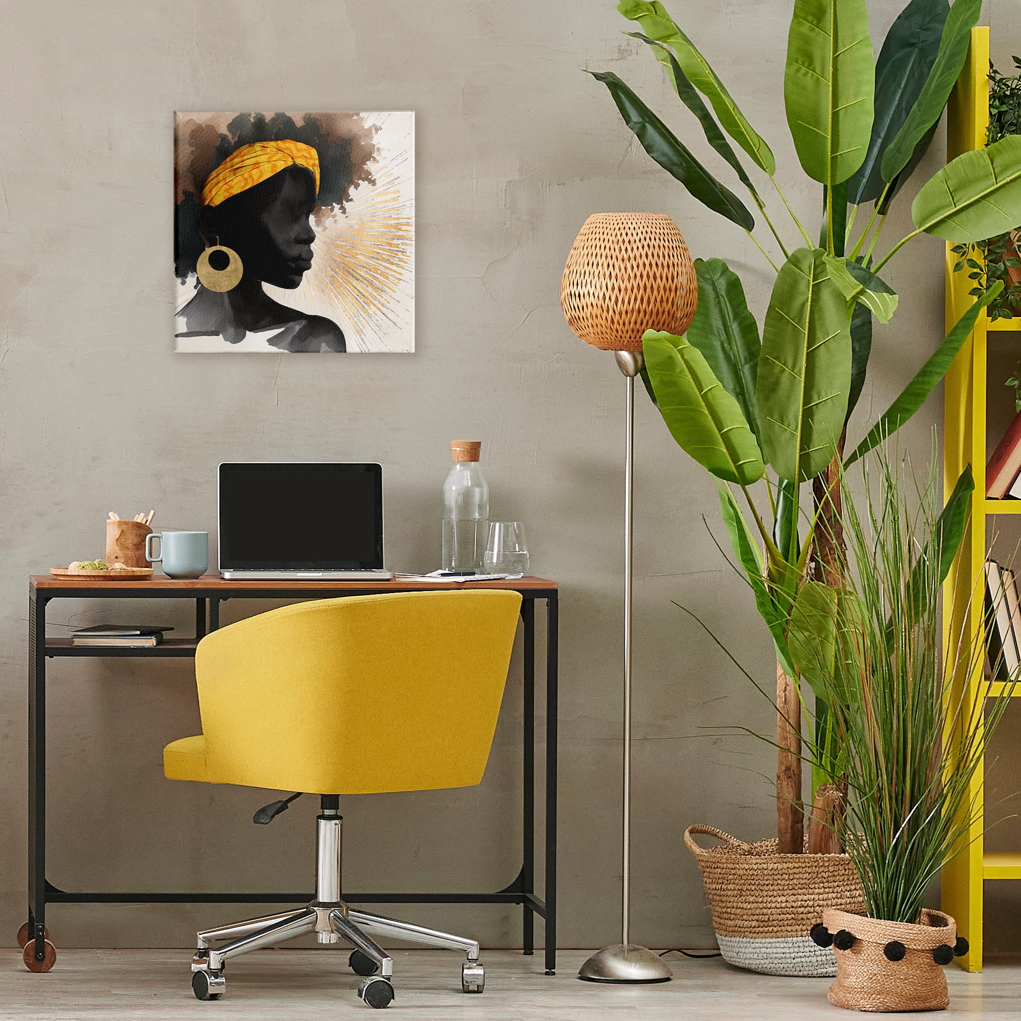 Stupell Industries Sunburst Silhouette with Headwrap Canvas Wall Art, design by CAD Designs