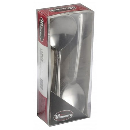 

2Pc Winco 0081-04 Dominion Heavy Weight Stainless Steel Bouillon Spoon - 2 doz